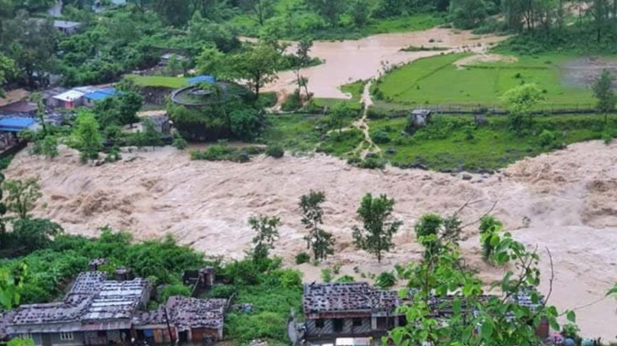 सेती नदीमा पानीको सतह बढ्दा तनहुँका ४२ घर डुबानमा 1 river seti tanahun